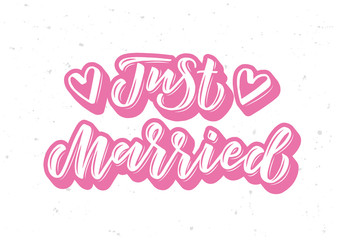 Just married hand drawn lettering