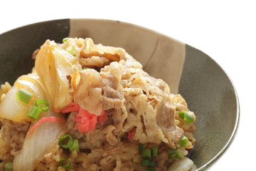 Japanese food, Gyudon simmered beef and onion on rice don