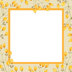 Obraz premium watercolor yellow decorative frame, with floral ornaments