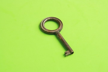 old closet key in color background