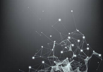 Geometric graphic background molecule and communication. Big data complex with compounds. Perspective backdrop. Minimal array Big data. Digital data visualization. Scientific vector illustration