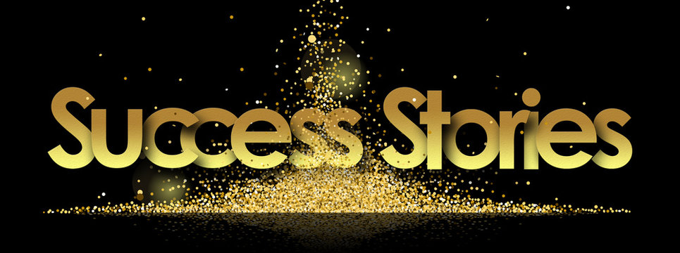 Success Stories in golden stars and black background Stock Photo | Adobe  Stock