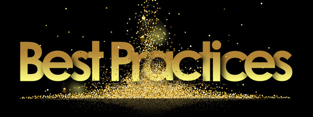 Best Practices in golden stars and black background