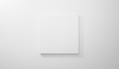 Blank bright gallery template on white wall texture in room. 3d render interior. Empty clean picture on grey concrete background for mockup poster, exhibition, banner and advertising. Modern design. - obrazy, fototapety, plakaty