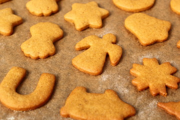 Freshly baked gingerbread cookies. Making Christmas Gingerbread Cookies