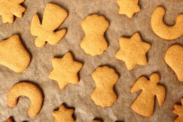 Freshly baked gingerbread cookies. Making Christmas Gingerbread Cookies