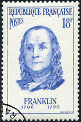 FRANCE - 1956: shows Benjamin Franklin (1706-1790), Portraits, 1956