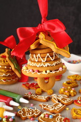 Christmas gingerbread bell and cookies