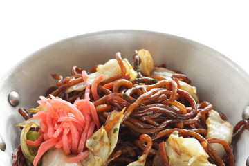 Japanese style fried noodles, cabbage and soy sauce