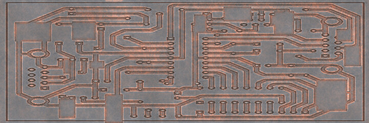 3D rendering- copper metal destroyed. Background bronze