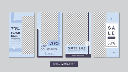 Sale mobile template collection for promotion sale with geometric style. Editable mobile banner for stories or social media post, web and internet. Promotion sale bundle