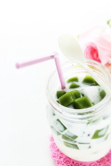 Vietnamese food, jelly and red bean in coconut milk