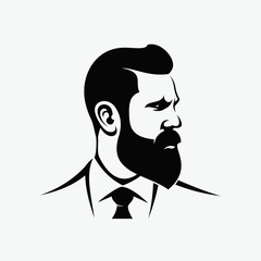 A Side View Of Bearded Man wearing suit 