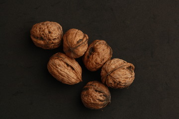 Garlic walnuts in color background