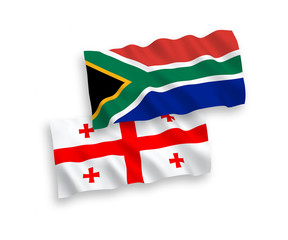 Flags of Georgia and Republic of South Africa on a white background
