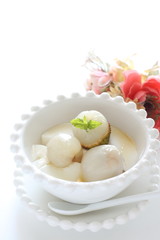 Lychee and yogurt for healthy breakfast