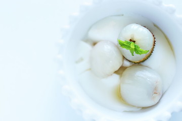 Lychee and yogurt for healthy breakfast