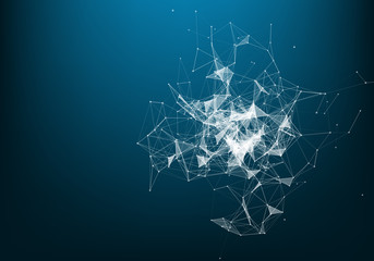 Abstract Internet connection and technology graphic design. polygonal background, geometrical backdrop with dots, lines, triangles for global web, connection, science, futuristic concept.