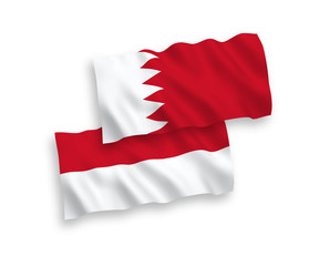 Flags of Indonesia and Bahrain on a white background