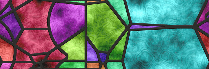 Naklejka na ściany i meble Stained glass wall. 3d illustration- tile glaze