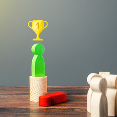Green man triumphs over red opponent. Defeat the enemy and become the first, be the best. Head...