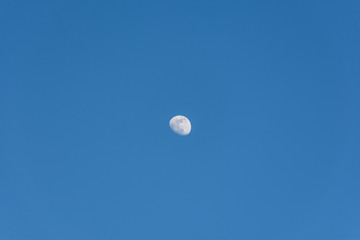 The moon in a clear blue sky