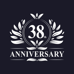 38 years Anniversary logo, luxurious 38th Anniversary design celebration.