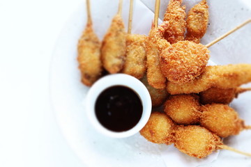 Japanese food, Kushiage skewer deep fried cuisine