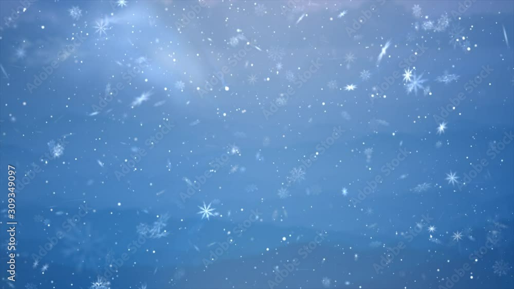 Poster abstract background snowflake particle snow element and lighting effect against the dark background 