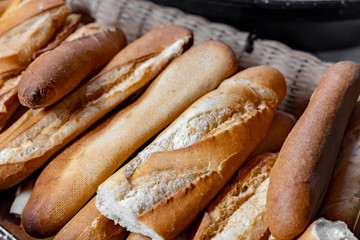 French baguettes in a basket.