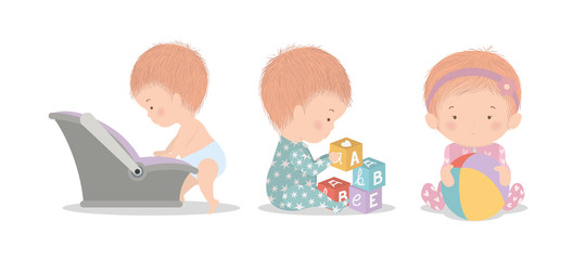 Set of cute babies vector design