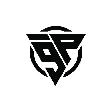 9P P9 Triangle Logo Circle Monogram Design Vector Super Hero Concept