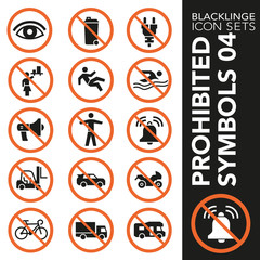 Fototapeta premium High quality black and white icons of prohibition symbols. Blacklinge are the best pictogram pack unique design for all dimensions and devices. Vector graphic, logo, symbol and website content.