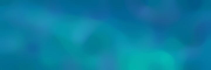 blurred bokeh horizontal background with dark cyan, light sea green and teal colors and space for text