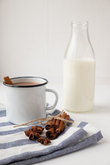 hot chocolate drink with spices. Winter drink. 