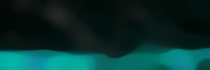 blurred horizontal background with dark cyan, black and teal green colors and space for text or image