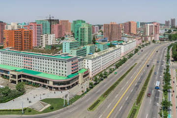 Plakat Aerial view of Pyongyang, capital city of the DPRK, North Korea