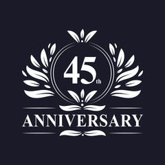 45 years Anniversary logo, luxurious 45th Anniversary design celebration.