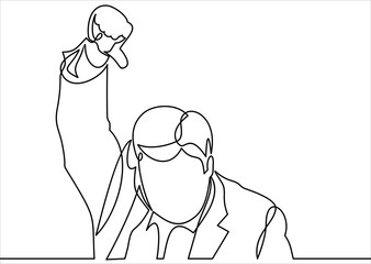 Businessman show thumbs down- continuous line drawing