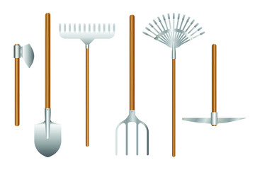 Gardening tools set vector illustration isolated on white background