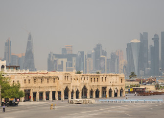 Fototapeta premium Doha, Qatar - famous for selling traditional garments, spices, handicrafts, and souvenirs, the Souq Waqif is the most popular and busy market of Doha