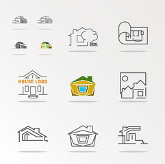 House Logo Template Design, Emblem, Concept Design, Creative Symbol, Icon.Set