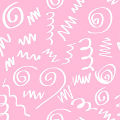 Scribble Seamless Pattern on Pink Background
