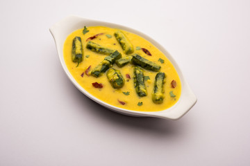 ladies finger or bhindi curry / okra masala gravy. selective focus