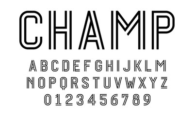 Obraz premium Set of alphabets font letters and numbers modern abstract design with lines vector illustration
