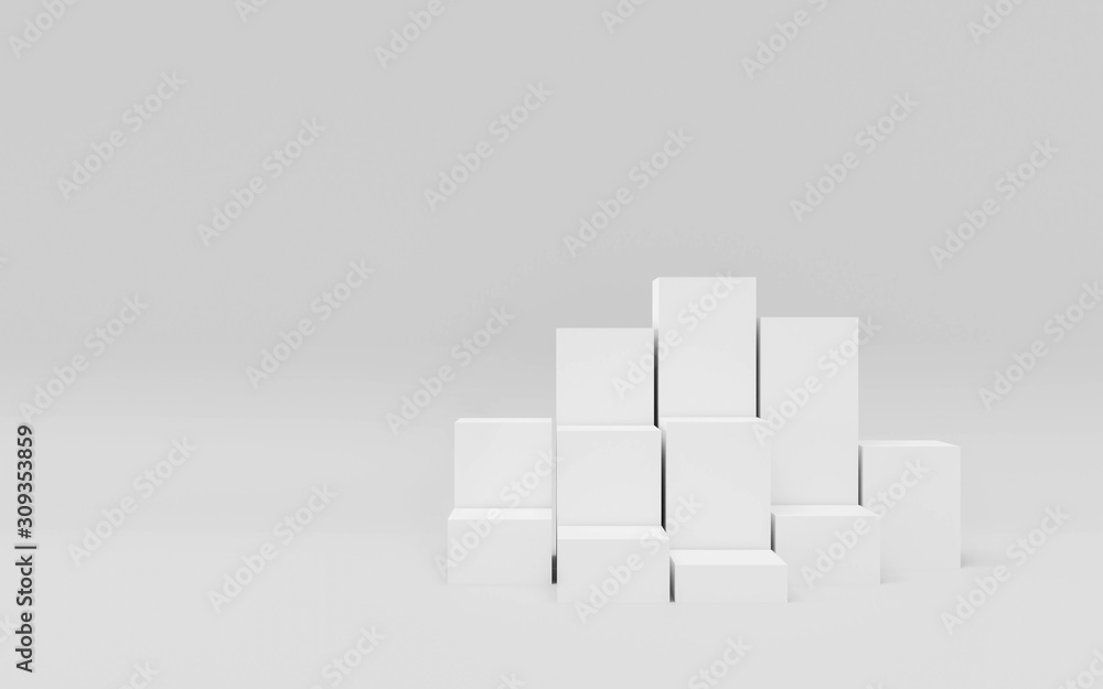 Poster abstact white modern architecture background with white cubes 3d illustration render