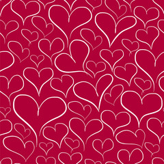 Fototapeta na wymiar Red Heart Seamless Pattern Background
