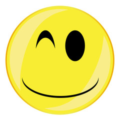 Silly Smile Face Button Isolated