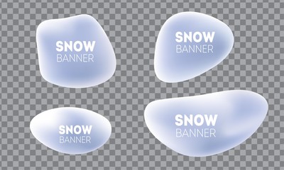 Vector set of snow banners. Winter decoration design template 