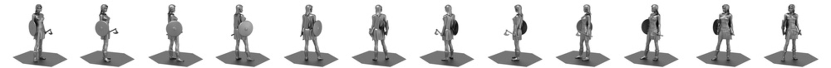  warrior woman character, 3D rendering, illustration